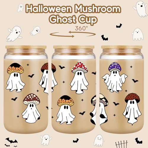 Ghost Mushroom Halloween Coffee Cup - Spooky Mushroom Ghost Drinkware, 16oz