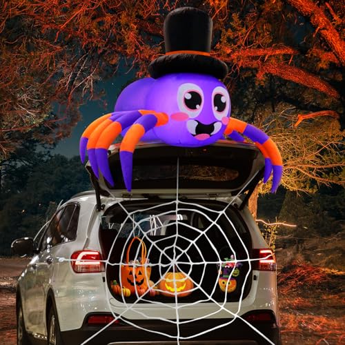 Halloween Trunk or Treat Car Decorations Kit Inflatable Spider with LEDs - Variation of Spider