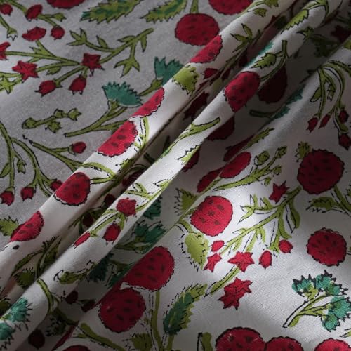 Round Cotton Tablecloth - Garnet Red 90 Inch Hand Block Print