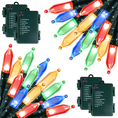 Multicolor Battery Operated String Lights 4 Pack 50 LEDs 18 Feet Indoor Outdoor