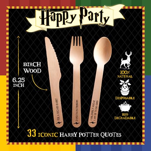 Themed Disposable Cutlery Set - 45 Eco-Friendly Wooden Utensils for Parties