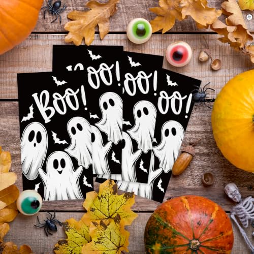 Black Ghost Halloween Napkins - 100 Pack Disposable Party Paper Napkins