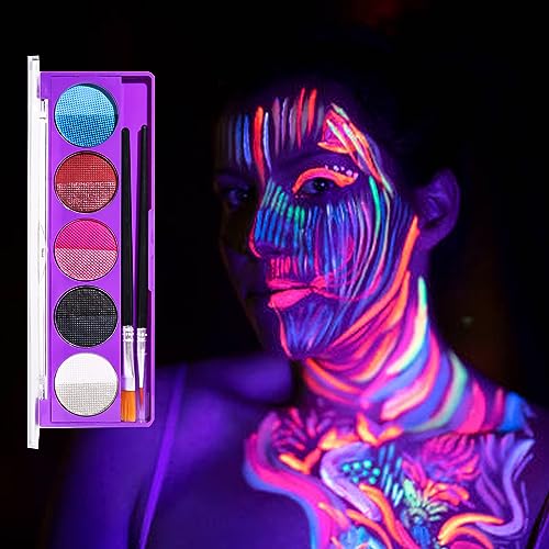 Water Activated Eyeliner Palette - 10 Colors UV Glow Face & Body Paint - Variation 02