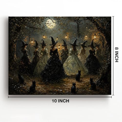 Halloween Witch Black Cat Wall Art Canvas F03 - Autumn Fall Home Decor