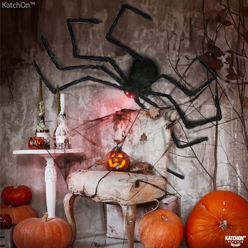 Giant Light Up Halloween Spider 4 Ft - Red & Black Outdoor Decor