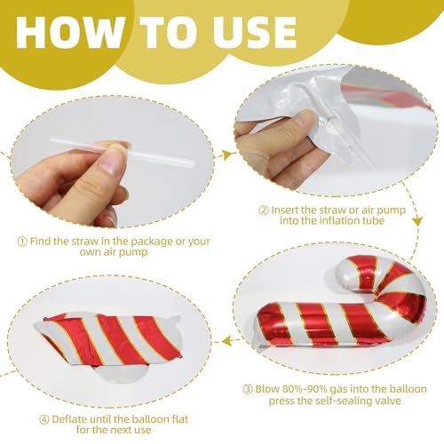 Mixed Candy Cane Balloons Christmas Party Decorations - Red Pink White, 7 pcs