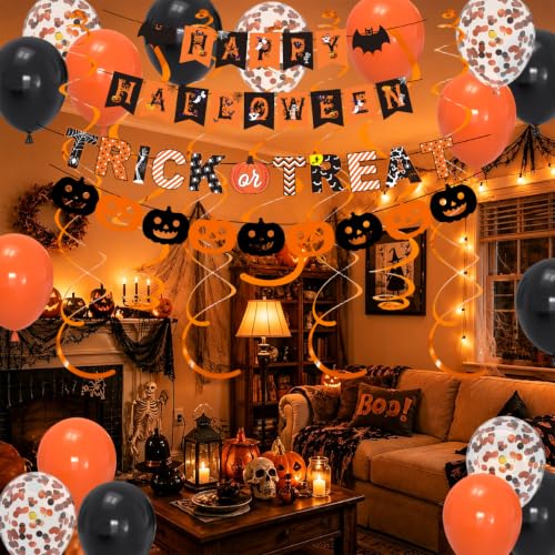 Halloween Balloons Set with Banners & Decorations for Party