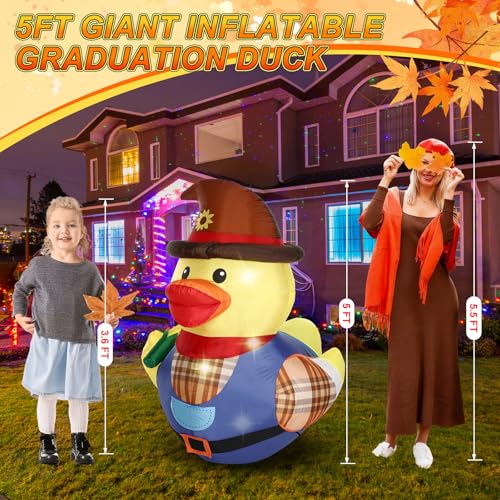 5ft Fall Inflatable Outdoor Thanksgiving Decor - Scarecrow Duck Variation