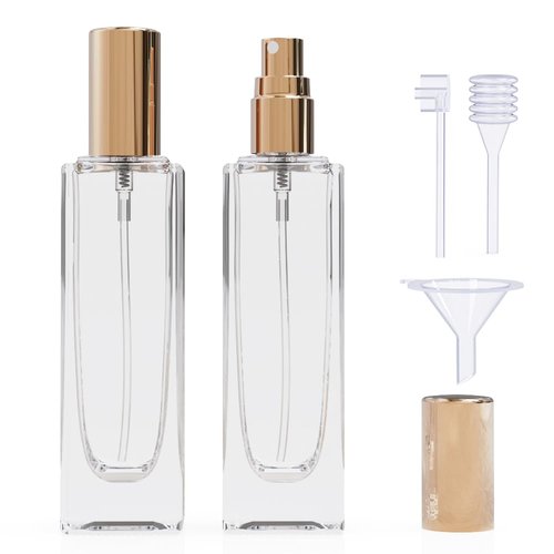 2PCS Refillable Perfume Bottle With Dispenser Tools, 30ML (1oz) Cologne Atomizer Empty, Pocket Leakproof Perfume Spray Bottle for Travel and Sample Container