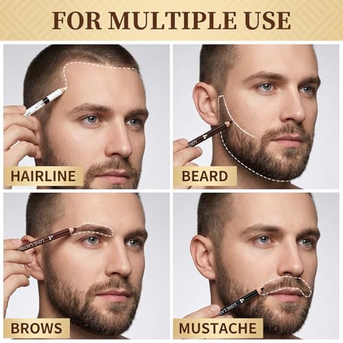 8Pcs Barber Pencil Set with Lid for Hairline & Beard Shaping - Natural Colors