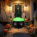 Halloween Outdoor Witches Cauldron Decor with LED Lights and Support Pole