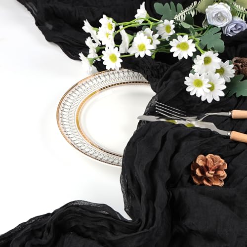 Black Cheesecloth Table Runner 17 x 108 Inch - 12 Pack, Rustic Event Decor