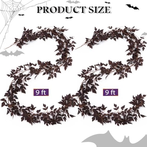 9 Ft Fall Garland with Plum Seeds for Halloween & Thanksgiving Decor - 2 Pack
