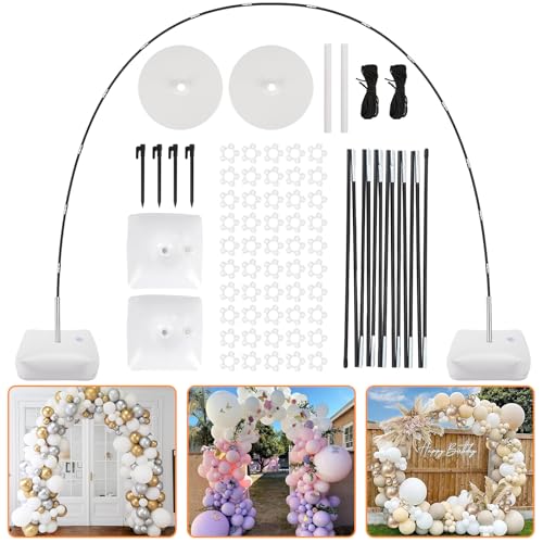 Adjustable Balloon Arch Kit - 8ft Tall & 9ft Wide Frame Stand with PVC Bases for Weddings & Parties