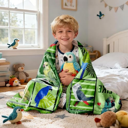 Parrot Cockatiel Collage Blanket - Lightweight Warm Plush Throw for Teens - Variation of THIS listing