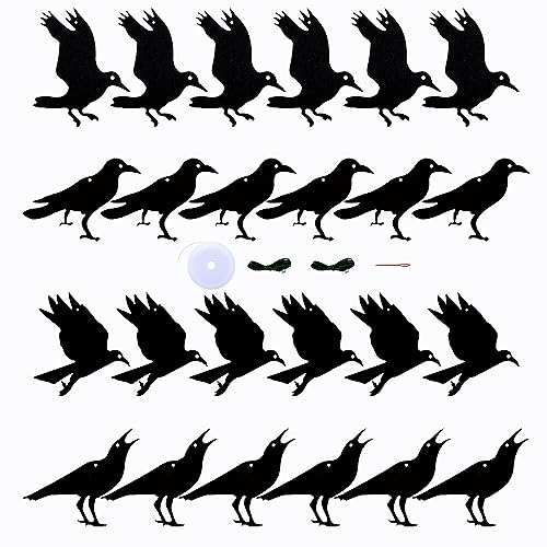 Halloween Hanging Crow Decorations Felt Bird Ornaments for Indoor Outdoor DIY Decor - 24 pcs