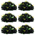 Black Artificial Flower Bouquets - 6 Pcs Gothic Rose Centerpieces