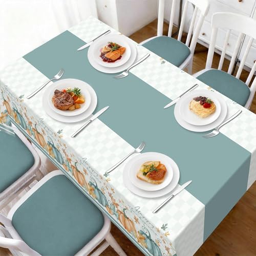 Blue Pumpkin Thanksgiving Tablecloths 3 Pack 54 x 108 Inches Disposable Plastic