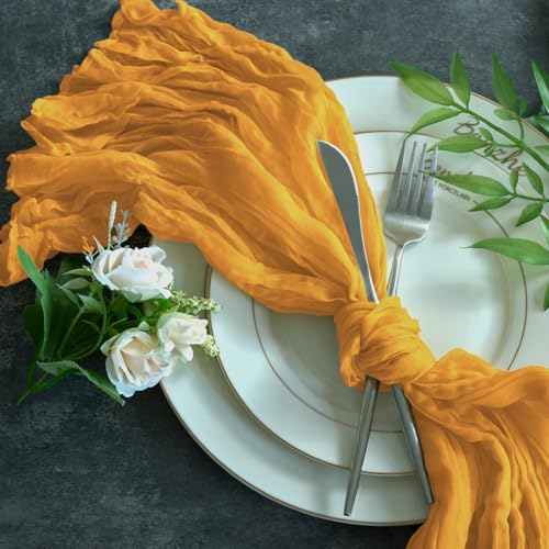 Yellow Cheesecloth Table Runner Set - 10 Pcs Autumn Fall Wedding Decor