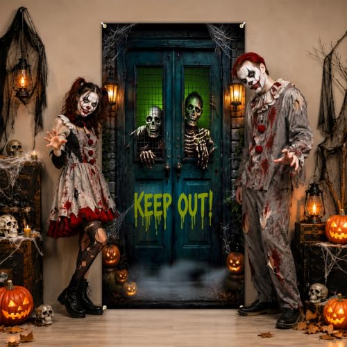 Halloween Door Cover Skeleton Party Decor Keep Out - Variation 10