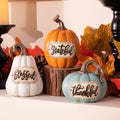 Medium Fall Pumpkin Decor Set of 3 Resin Pumpkins Indoor Outdoor Thanksgiving