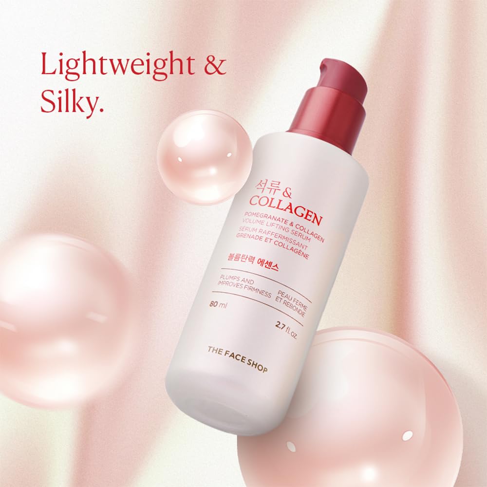 The Face Shop Pomegranate & Collagen Serum - Firming & Hydrating Anti-Aging Formula - Lightweight Korean Skincare