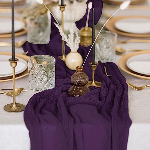 Purple Cheesecloth Table Runner 35x10FT Boho Rustic Wedding & Party Decor
