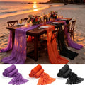 Purple Black Orange Halloween Cheesecloth Table Runners - 12 Pack for Party & Fall Decor