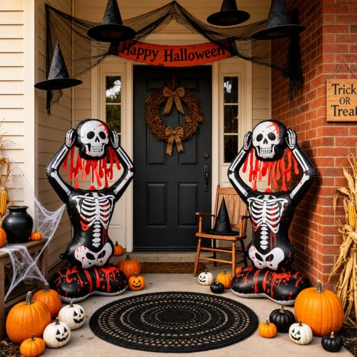2 Pack Self Standing Skeleton Balloons - Halloween Decorations, 3.7FT