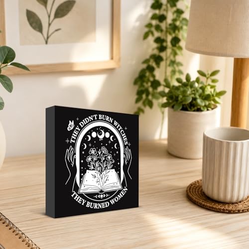 Halloween Wooden Sign - Gothic Witchy Feminist Celestial Decor for Home & Office