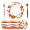 Pumpkin Maple Leaves Fall Placemats 50PCS Autumn Harvest Disposable Round Table Mats for Thanksgiving & Halloween - Pumpkin Leaves Variation