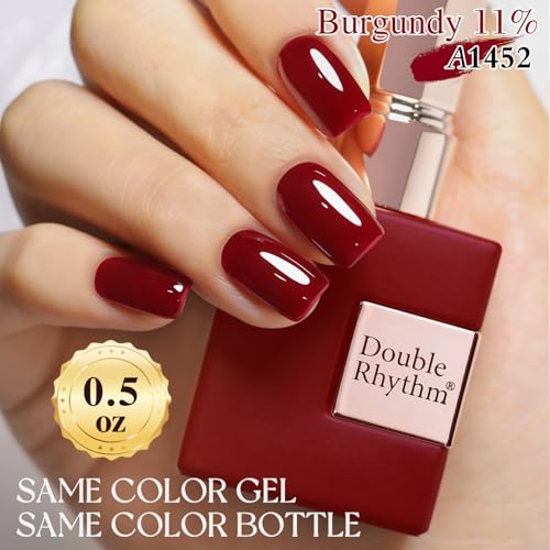 Double Rhythm 15ML Gel Polish - Burgundy Red, Same Color, Soak Off UV/LED