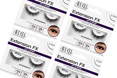 False Eyelashes L Curl 4 Pairs - Natural, Reusable, Perfect for Hooded Eyes