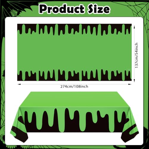 Halloween Tablecloth Set - Black and Green Ghost Disposable Cover, 4 Pack