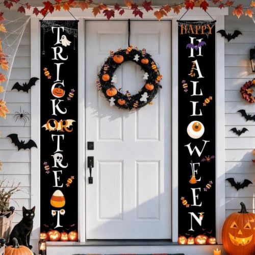Halloween Door Banner Indoor Outdoor Decorations 71x12 Inches - Festive Halloween Decor