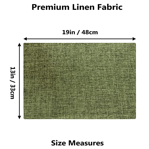 Green Linen Cloth Placemats Set of 4 - Heat Resistant Dining Table Mats