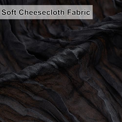 Black Cheesecloth Table Runner 2 Pack 10FT Boho Decor for Halloween New Year Graduation
