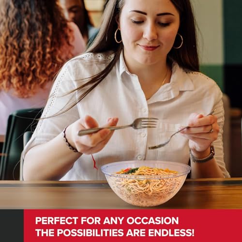 48 oz Clear Plastic Serving Bowls Set of 4 - Disposable Salad & Snack Dishes