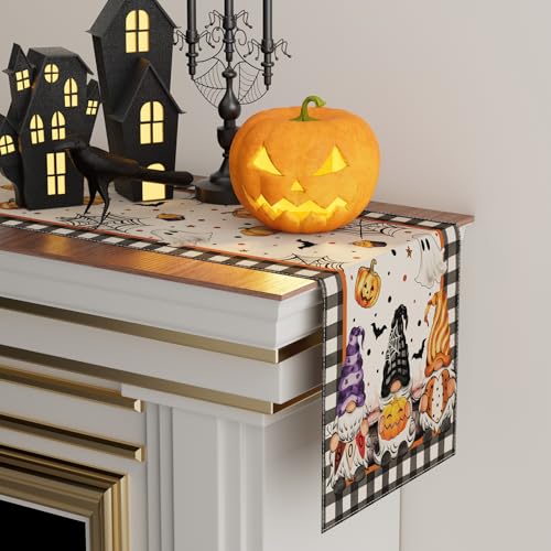 Halloween Gnome Table Runner 13x72 Inch Festive Table Decor