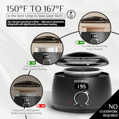 Waxing Kit for Women & Men with Digital Wax Warmer - 4 Pack, Black Variation 3.5 Ounce