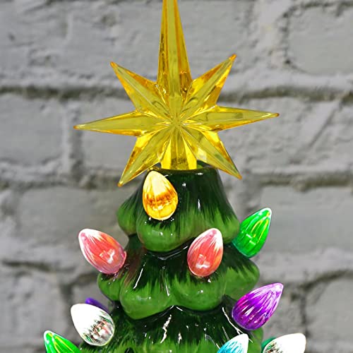 Lighted Ceramic Christmas Gnome Tree - 12 Inch Holiday Decor