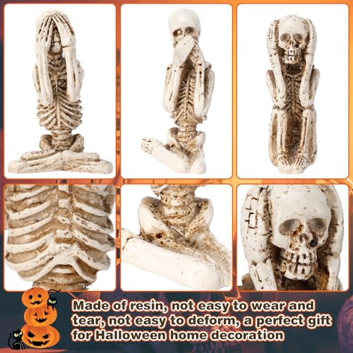 Halloween Skeleton Statue See Hear Speak No Evil Meditation - LemonRoad