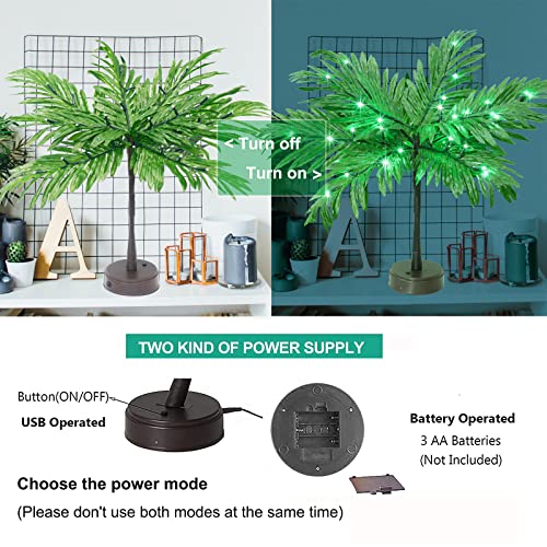 Lighted Palm Tree for Table Decor - Green Luau Party Decorations - 23 Inch Artificial Tree with Lights - Tropical Hawaiian Summer Home Party Centerpiece Variation of THIS listing