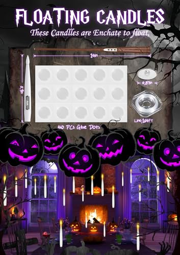 10 White Floating Candles with Wand & AAA Batteries Halloween Decor - Variation of THIS Listing