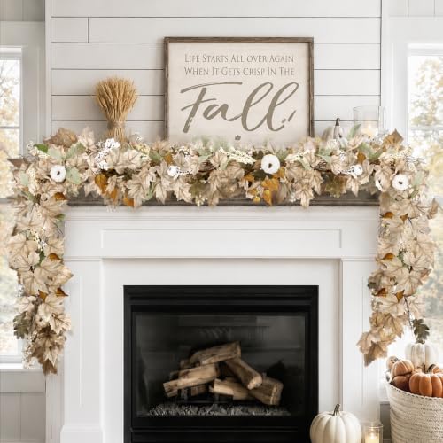 Autumn Maple Leaf Garlands - 2 Pack 6Ft Rustic Fall Decorations for Home