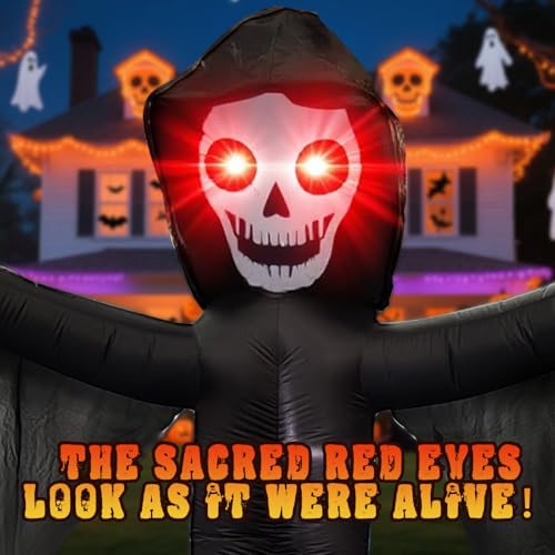 10FT Inflatable Ghost with LED Lights Halloween Yard Decoration - Grim Reaper Variant