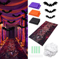 Halloween Corridor Decor Set with Runner, Webs, Bats & Tablecloths - Variation of Halloween
