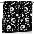 Halloween Skull Hand Towels Set - Black and White Cotton Bathroom Decor