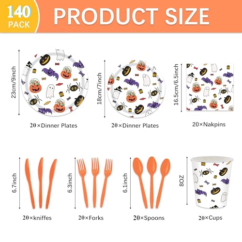 Halloween Ghost Paper Plates and Napkins Party Set for 20 Guests