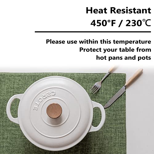 Green Linen Cloth Placemats Set of 4 - Heat Resistant Dining Table Mats